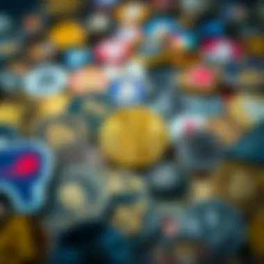Illustration of diverse cryptocurrency logos