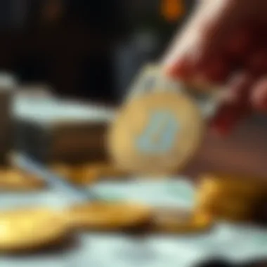 Cryptocurrency to Fiat Currency Conversion Conceptual graphic of cryptocurrency being converted to fiat currency