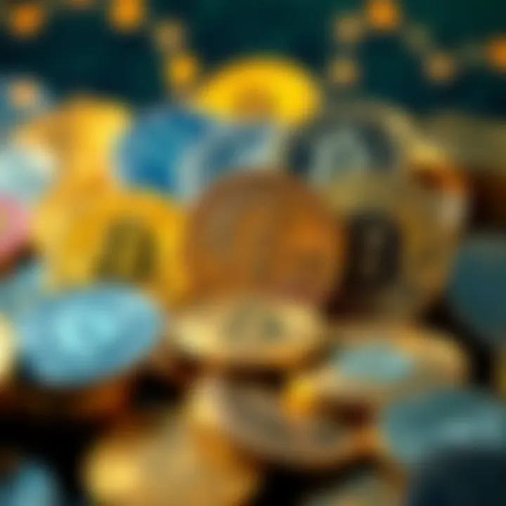 Varieties of Cryptocurrencies Diverse cryptocurrencies represented as digital coins