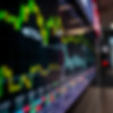 ETF Indicators on the Stock Market Board A close-up of a stock market board with ETF indicators