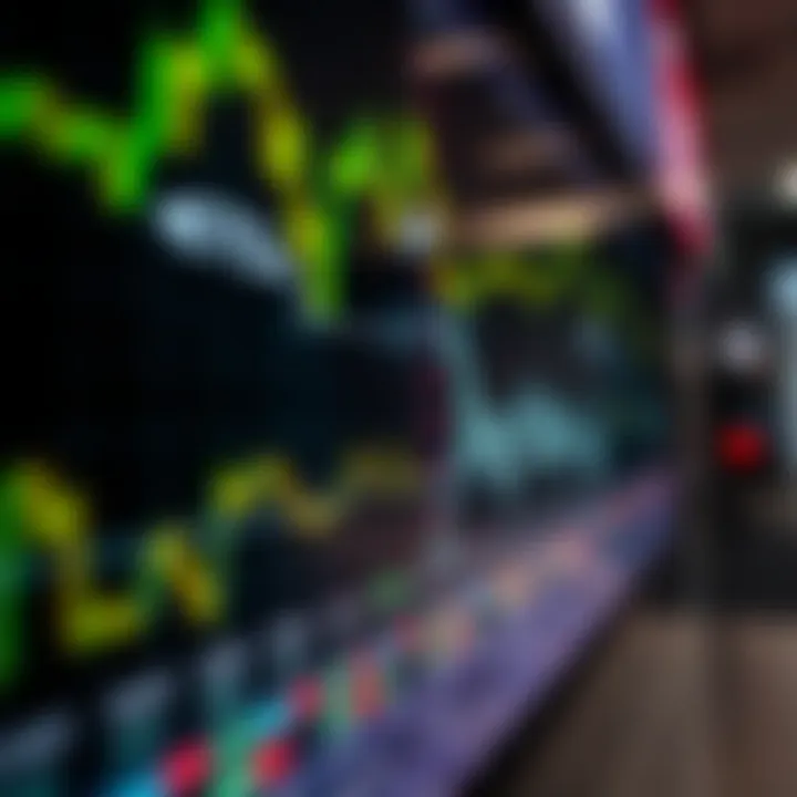 ETF Indicators on the Stock Market Board A close-up of a stock market board with ETF indicators