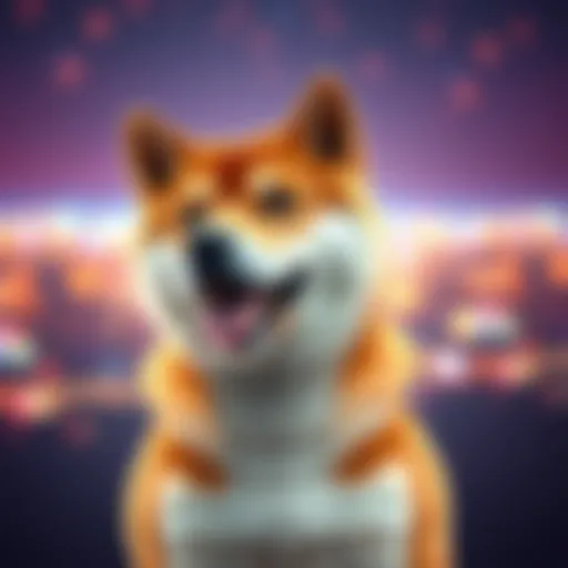 Shiba Inu cryptocurrency logo with a vibrant background