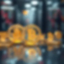 A futuristic representation of cryptocurrency symbols