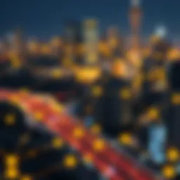 Illustration of a blockchain network symbolizing connectivity