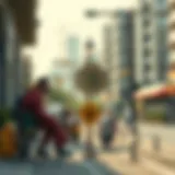 A conceptual illustration of decentralized applications interacting with daily life.