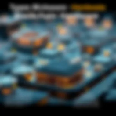 Infographic illustrating the different types of blockchain hardware and their functions.