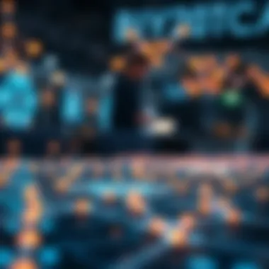 Blockchain technology visualization with digital nodes