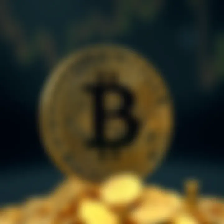 A modern digital currency symbol interwoven with gold