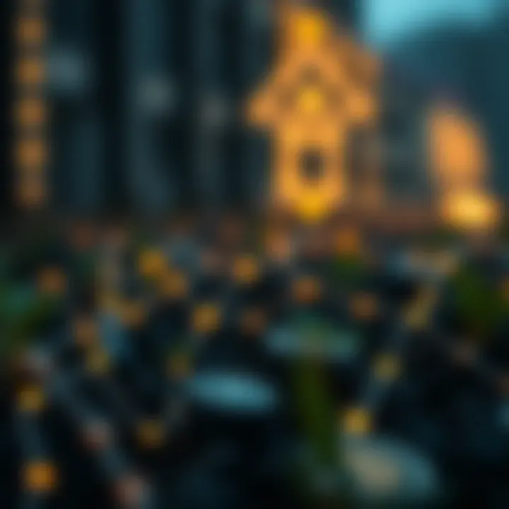 Visual of blockchain technology linked to environmental sustainability