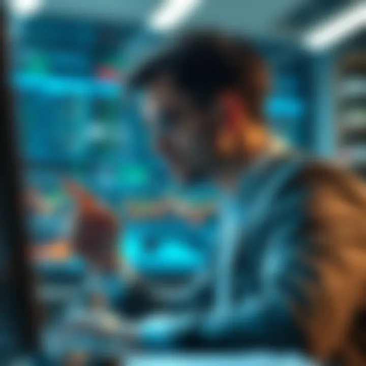 Market Analysis by Trader Trader analyzing market trends